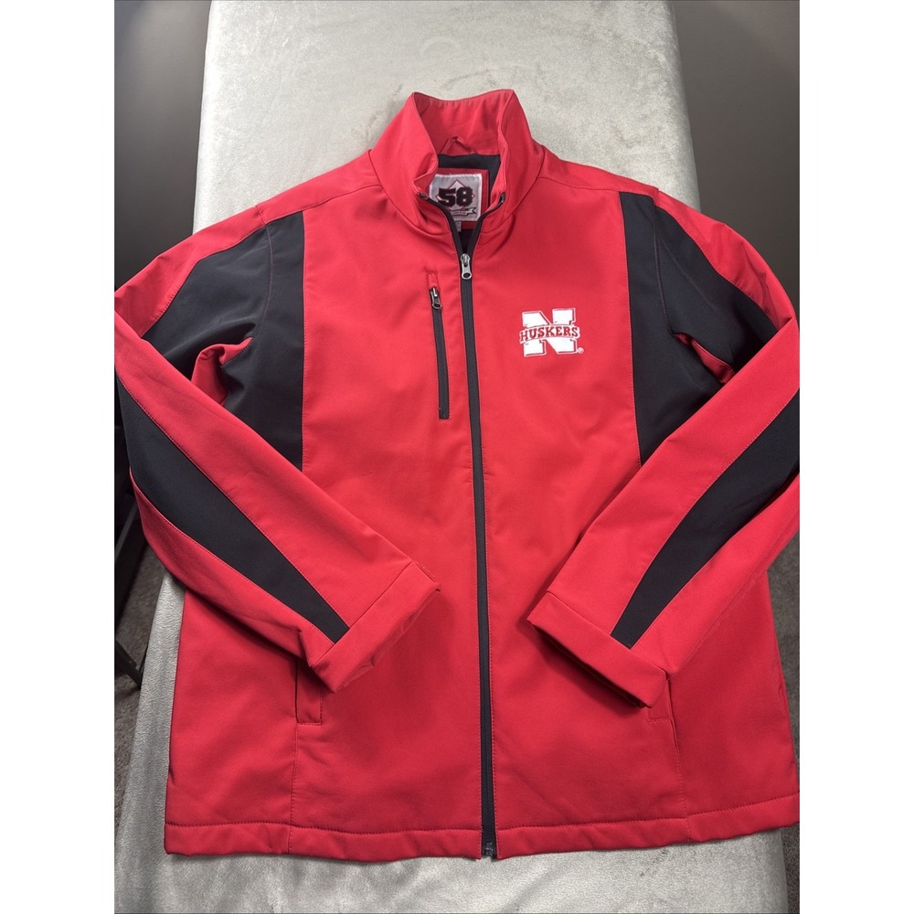 Nebraska Cornhuskers Full Zip Men Large 58 Sports Denali Softshell Logo EUC‎